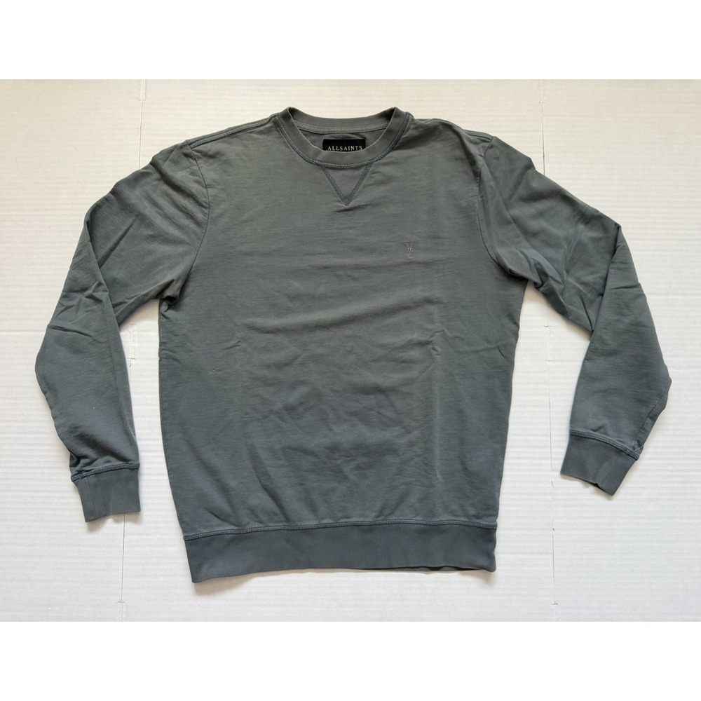 AllSaints Sweatshirt Mens Small Gray Crewneck Logo Cotton Pullover Casual